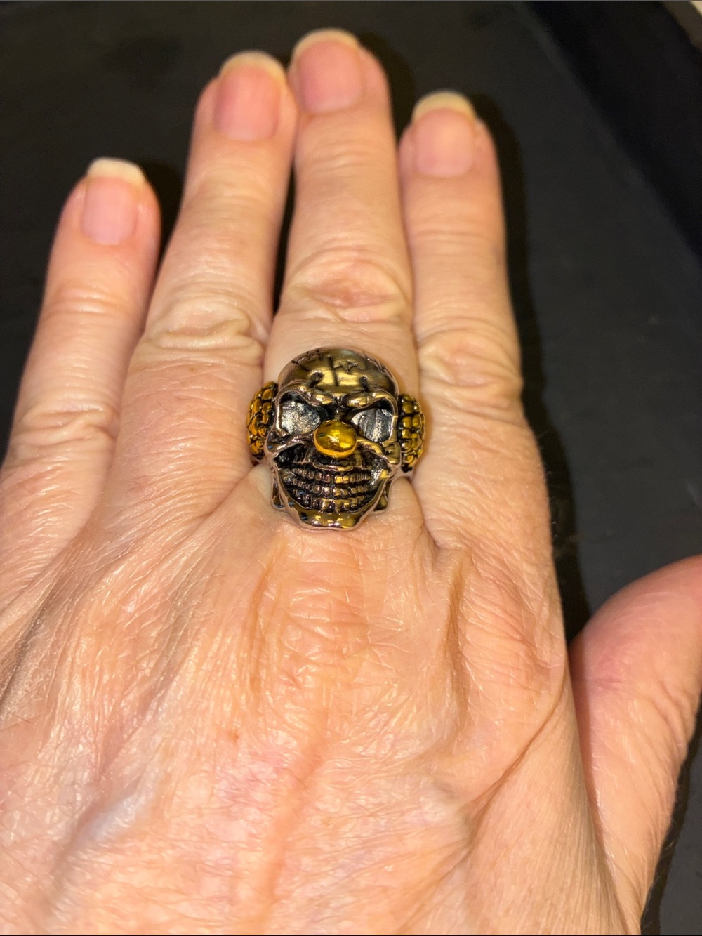 Gold-Tone Skull Statement Ring - Women Jewelry